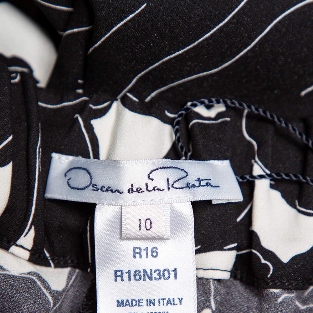 商品[二手商品] Oscar de la Renta|Oscar de la Renta Monochrome Floral Printed Silk Tapered Leg Pants M,价格¥1757,第7张图片详细描述