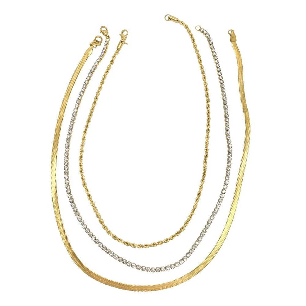 商品ADORNIA|Herringbone Chain, Rope Chain, and Tennis Necklace Set,价格¥165,第1张图片
