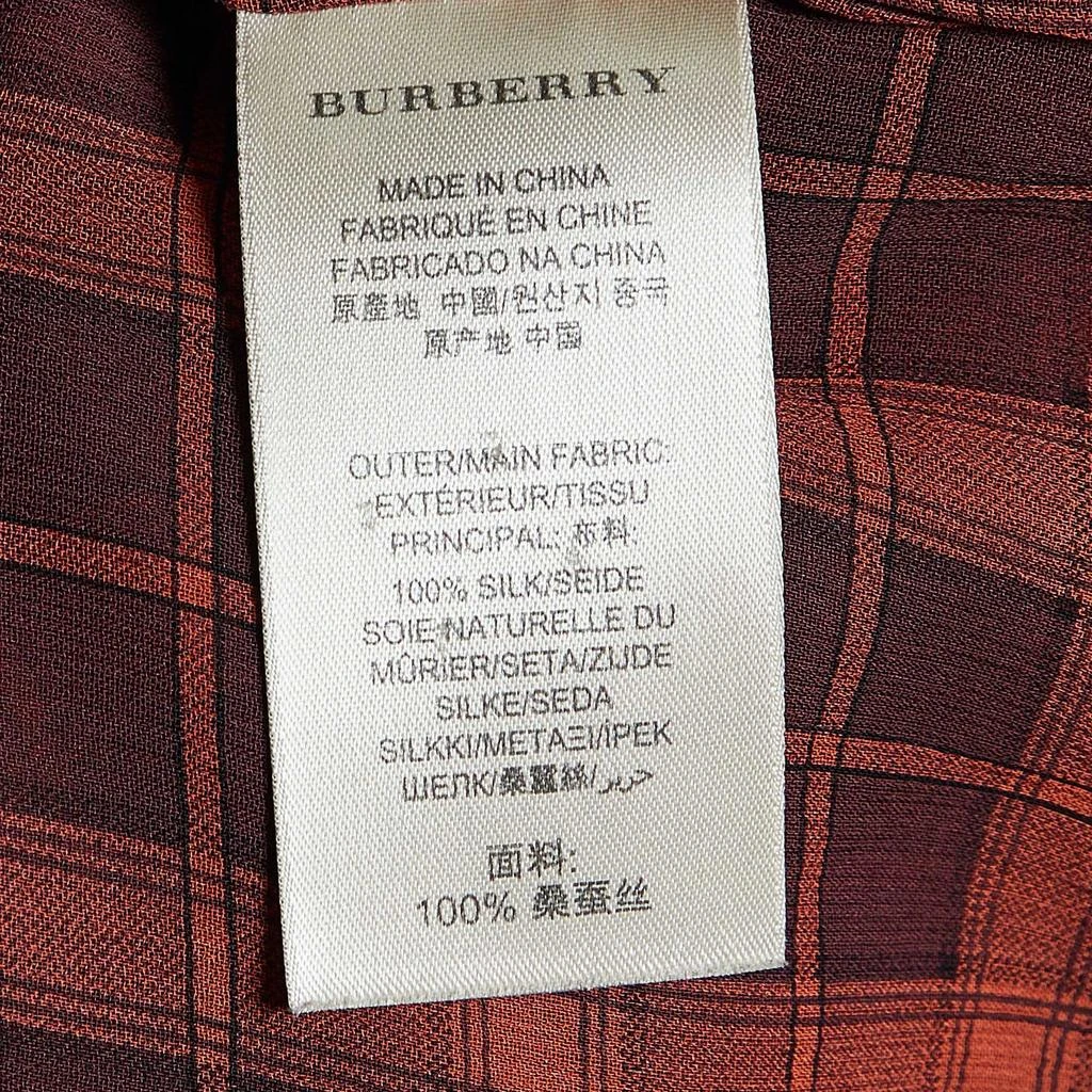 商品[二手商品] Burberry|Burberry Brit Brick Red Plaid Check Silk Crepe Pleated Shirt XS,价格¥990,第5张图片详细描述