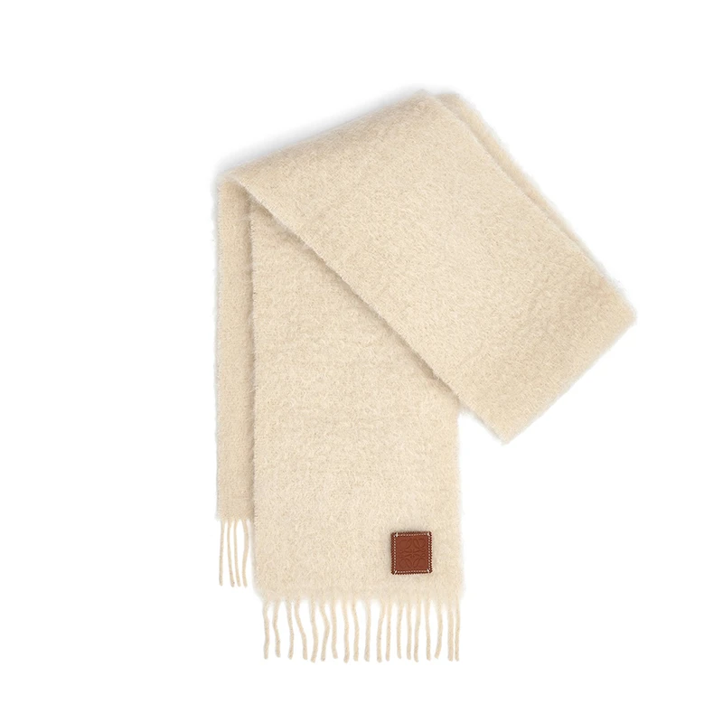 罗意威23新款 男女通用马海毛羊毛带皮革标围巾（3色可选） 商品