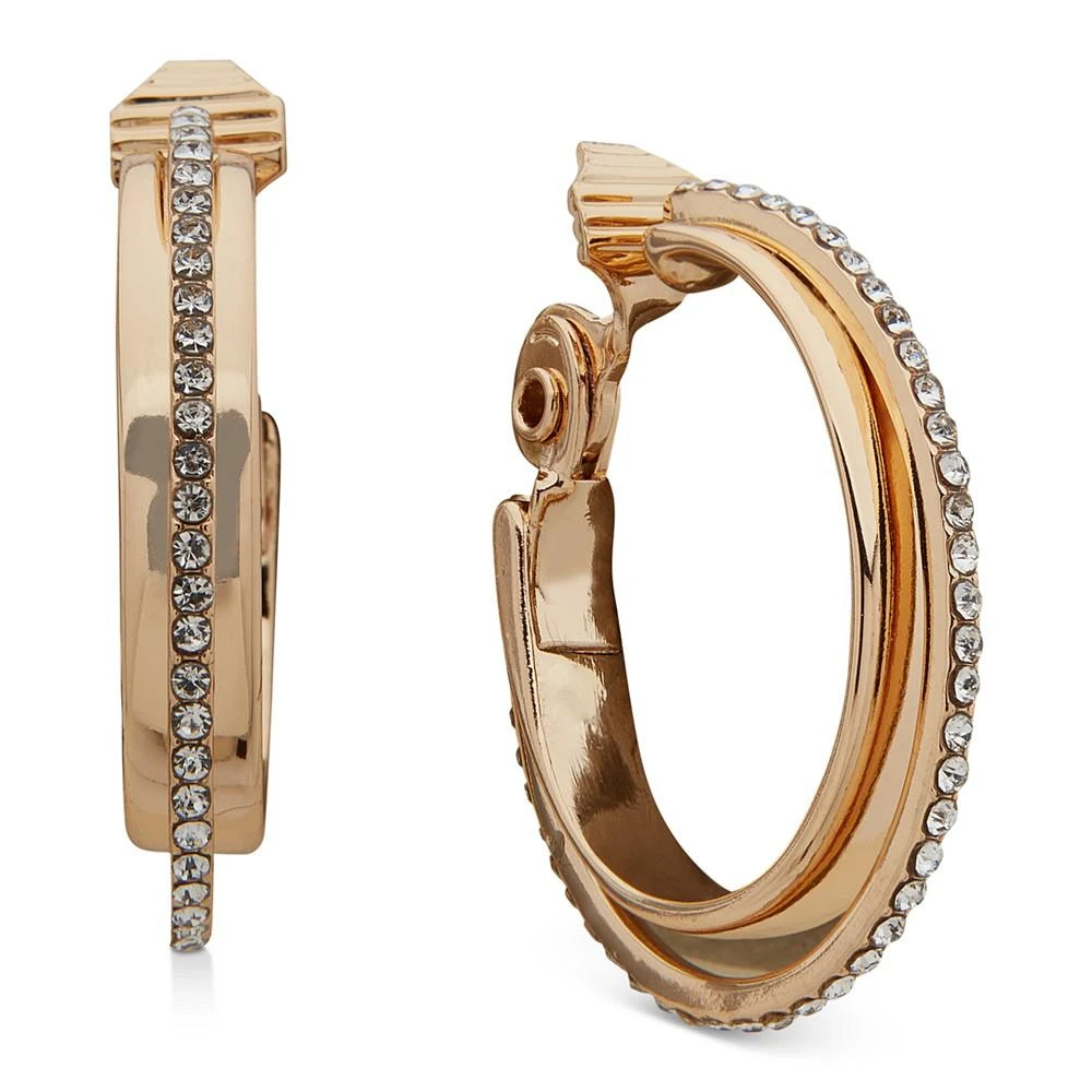 商品Anne Klein|Gold-Tone Crystal Small Clip-On Hoop Earrings,价格¥113,第1张图片