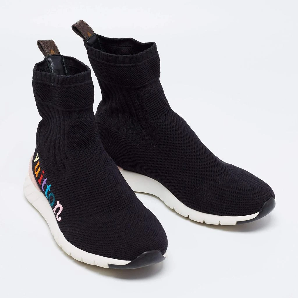 商品[二手商品] Louis Vuitton|Louis Vuitton Black Knit Fabric Aftergame High-Top Sneakers Size 39,价格¥2923,第4张图片详细描述