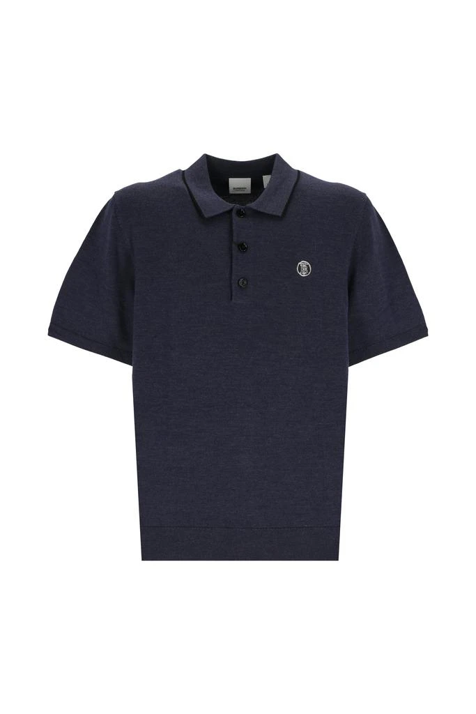 商品Burberry|Monogram motif wool-silk-cashmere polo shirt featuring blue,价格¥3650,第1张图片