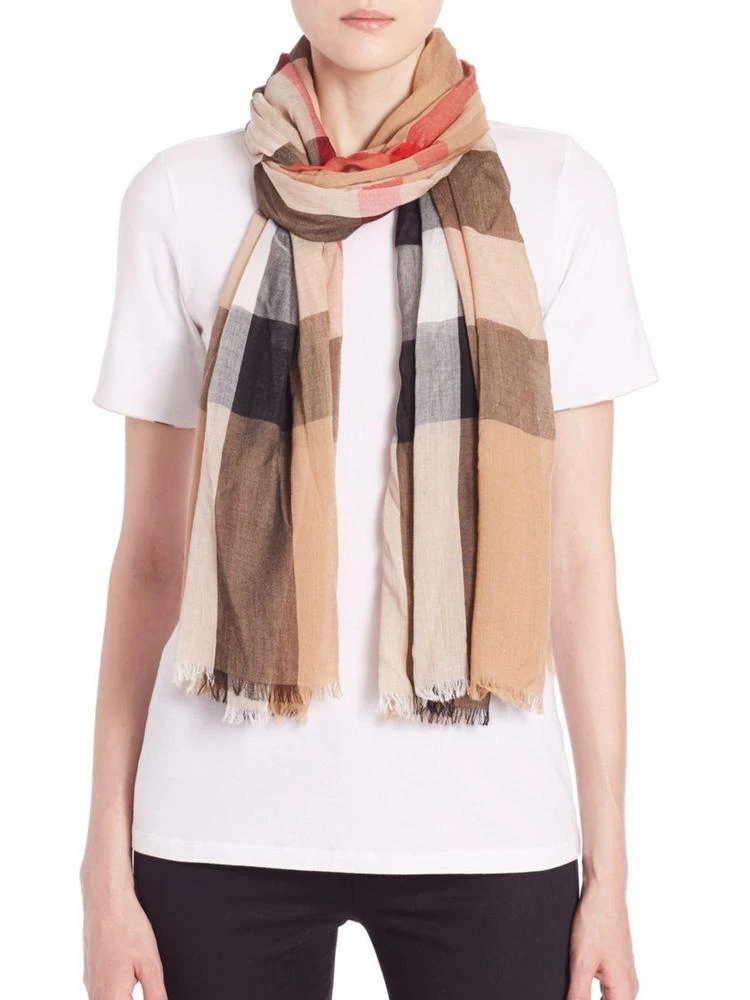 商品Burberry|Mega Check Sheer Cashmere & Modal Scarf,价格¥2960,第1张图片