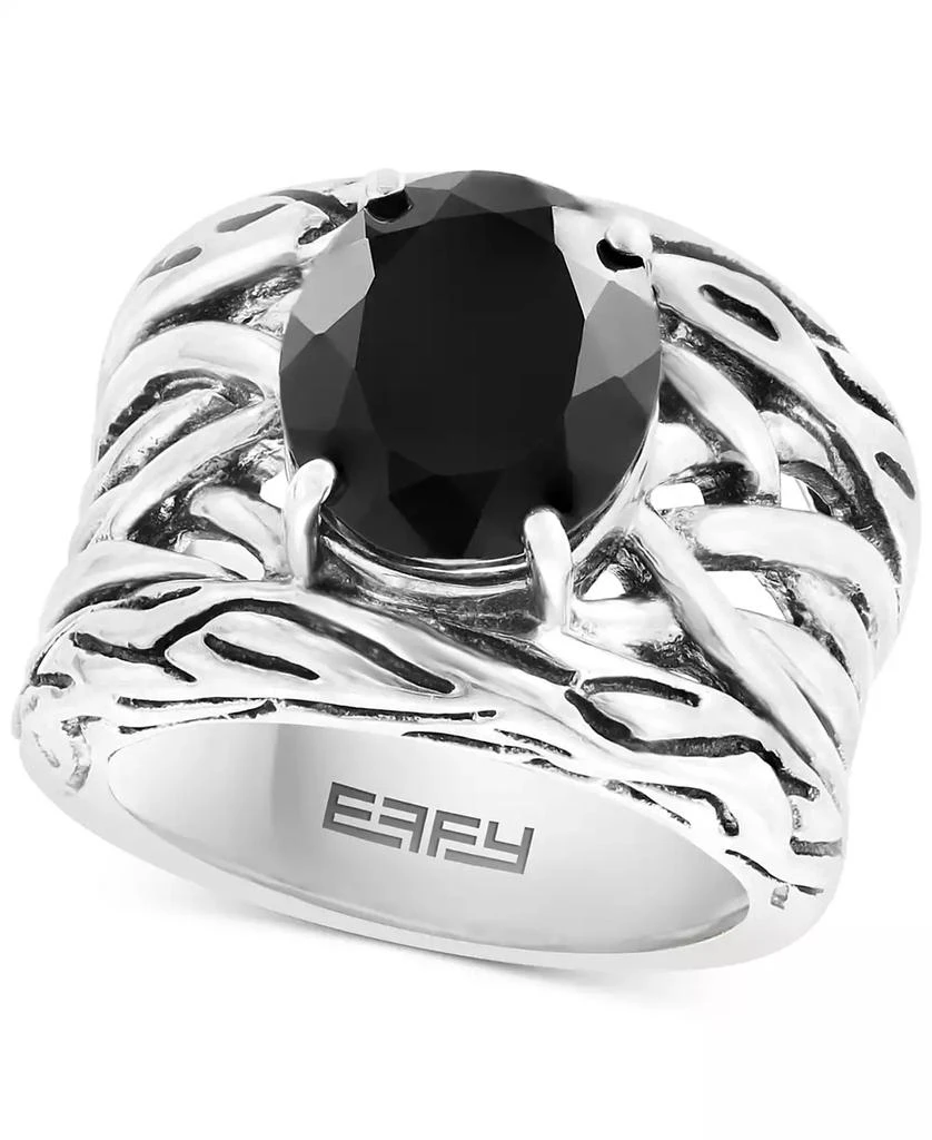 商品Effy|EFFY® Onyx Openwork Woven Ring in Sterling Silver,价格¥1097,第1张图片