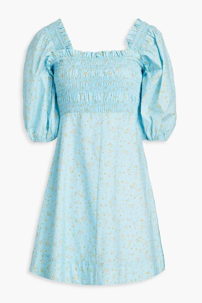 商品Ganni|Shirred floral-print cotton-poplin mini dress,价格¥426,第1张图片