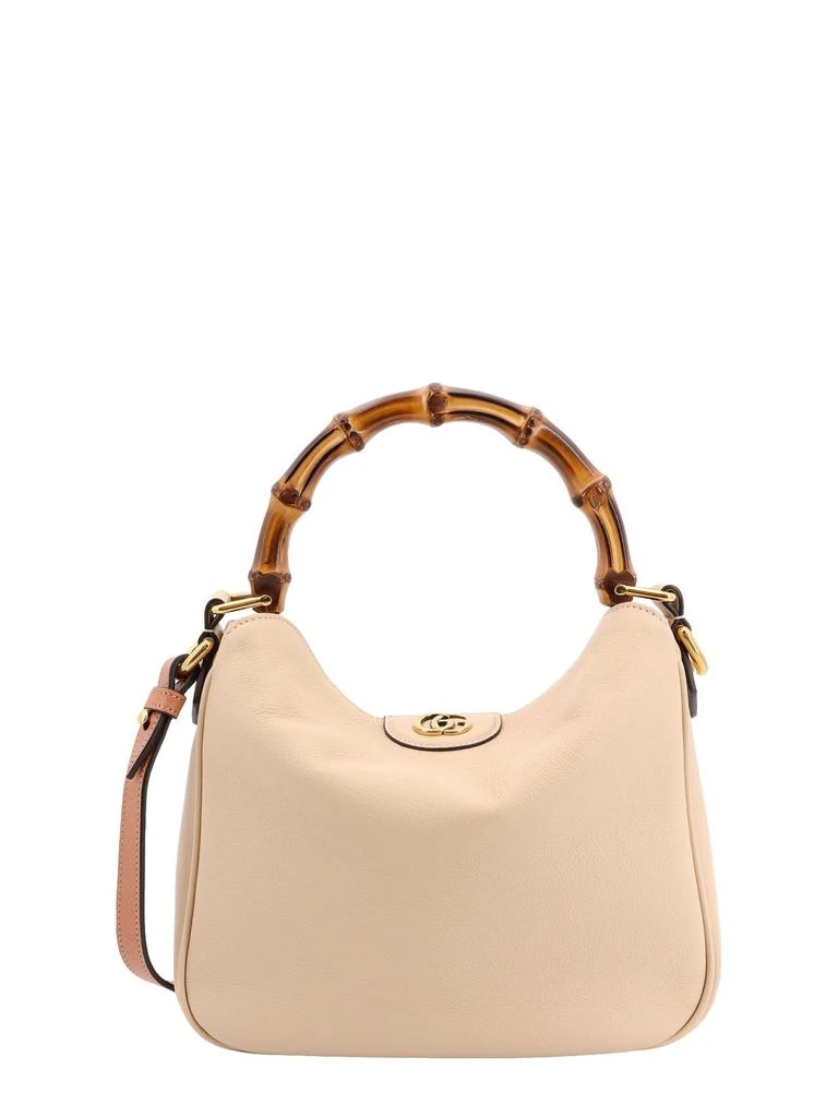 商品Gucci|Leather handbag with bamboo handles and GG logo,价格¥15117,第1张图片