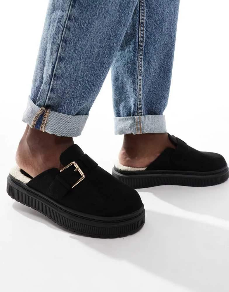 商品London Rebel|London Rebel Donna buckle mules in black,价格¥283,第1张图片