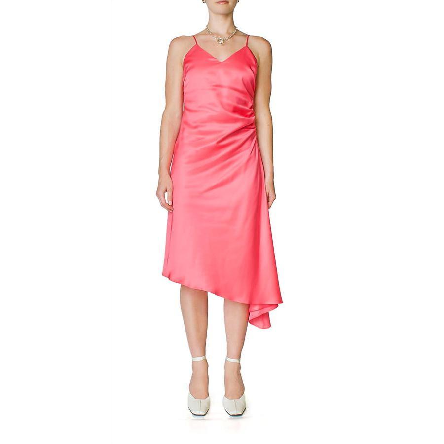 Maison Margiela Ladies Side Ruched Dress Neon Pink, Size 40商品第1张图片规格展示