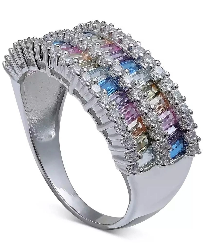 商品Macy's|Cubic Zirconia Baguette Two Row Wavy Statement Ring in Sterling Silver (Also Available in Blue and Multi),价格¥1006,第4张图片详细描述