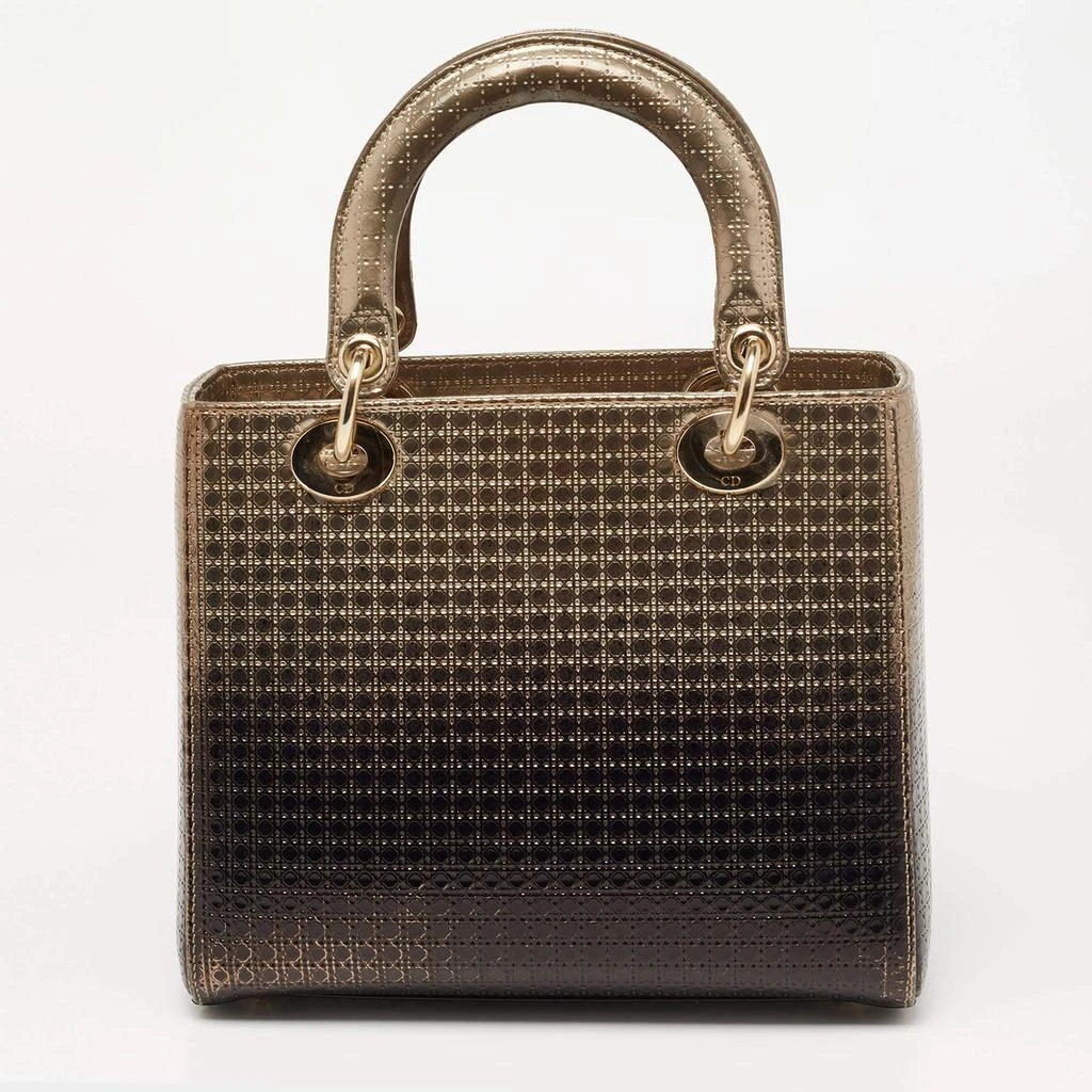 商品[二手商品] Dior|Dior Ombre Gold Microcannage Patent Leather Medium Lady Dior Tote ,价格¥14065,第4张图片详细描述