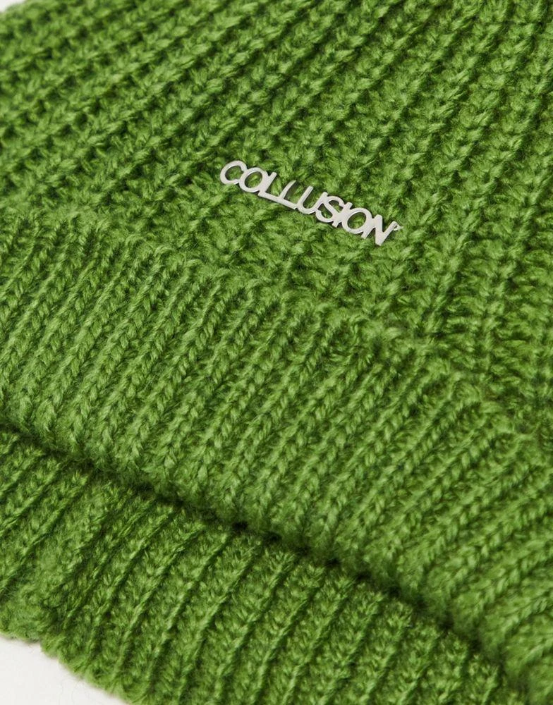 商品COLLUSION|COLLUSION Unisex knitted bucket hat with logo in green,价格¥59,第2张图片详细描述