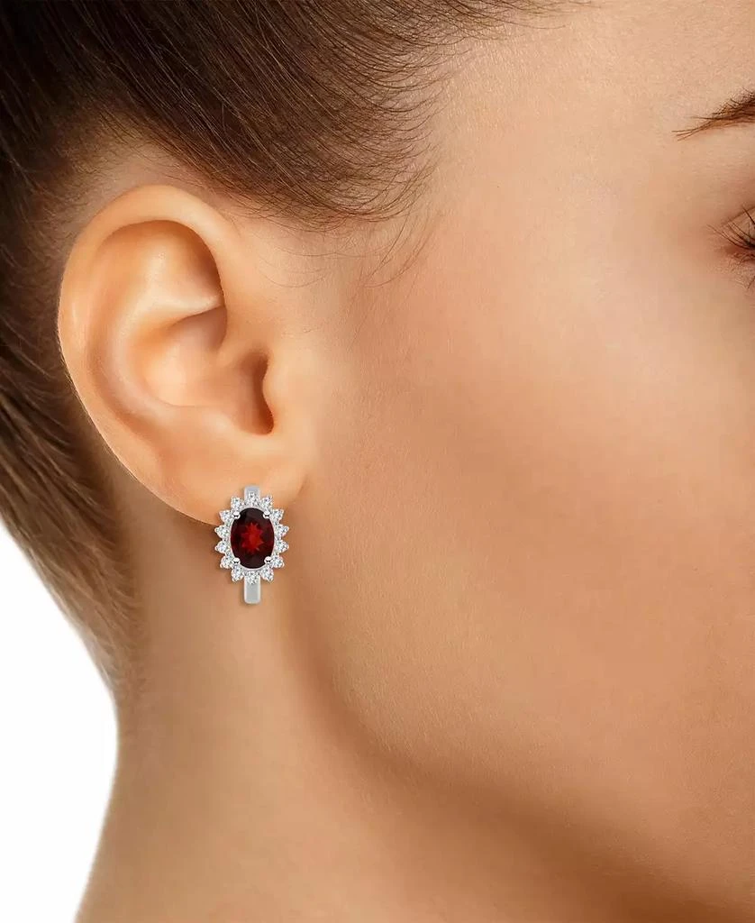 商品Macy's|Rhodolite Garnet (1-7/8 ct. t.w.) & White Topaz (1/2 ct. t.w.) Halo Hoop Earrings in Sterling Silver (Also in Citrine, Peridot, Amethyst, & Blue Topaz),价格¥785,第4张图片详细描述