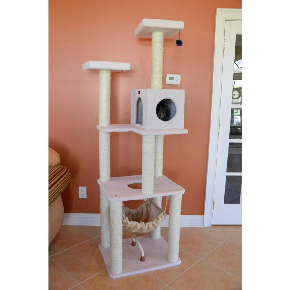 商品Macy's|Real Wood 4-Level Cat Tree, With Swing, Hammock, Condo & Perch,价格¥2262,第2张图片详细描述