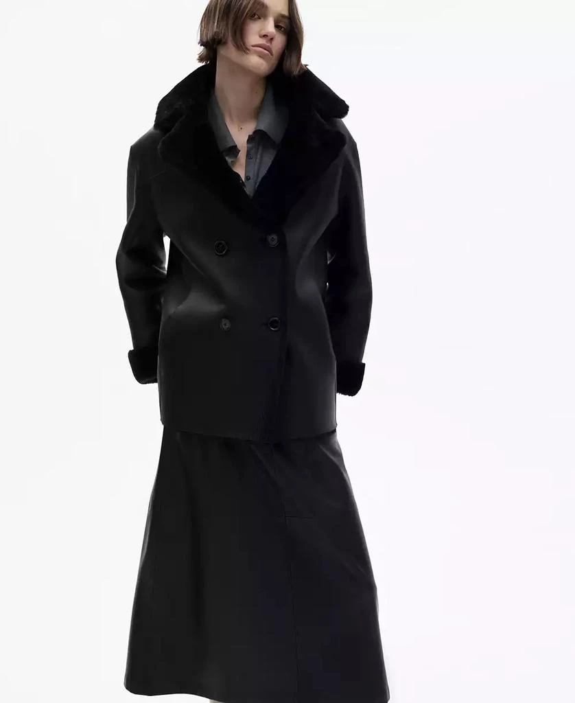 商品Mango|Women's Double-Breasted Leather Coat,价格¥4047,第1张图片