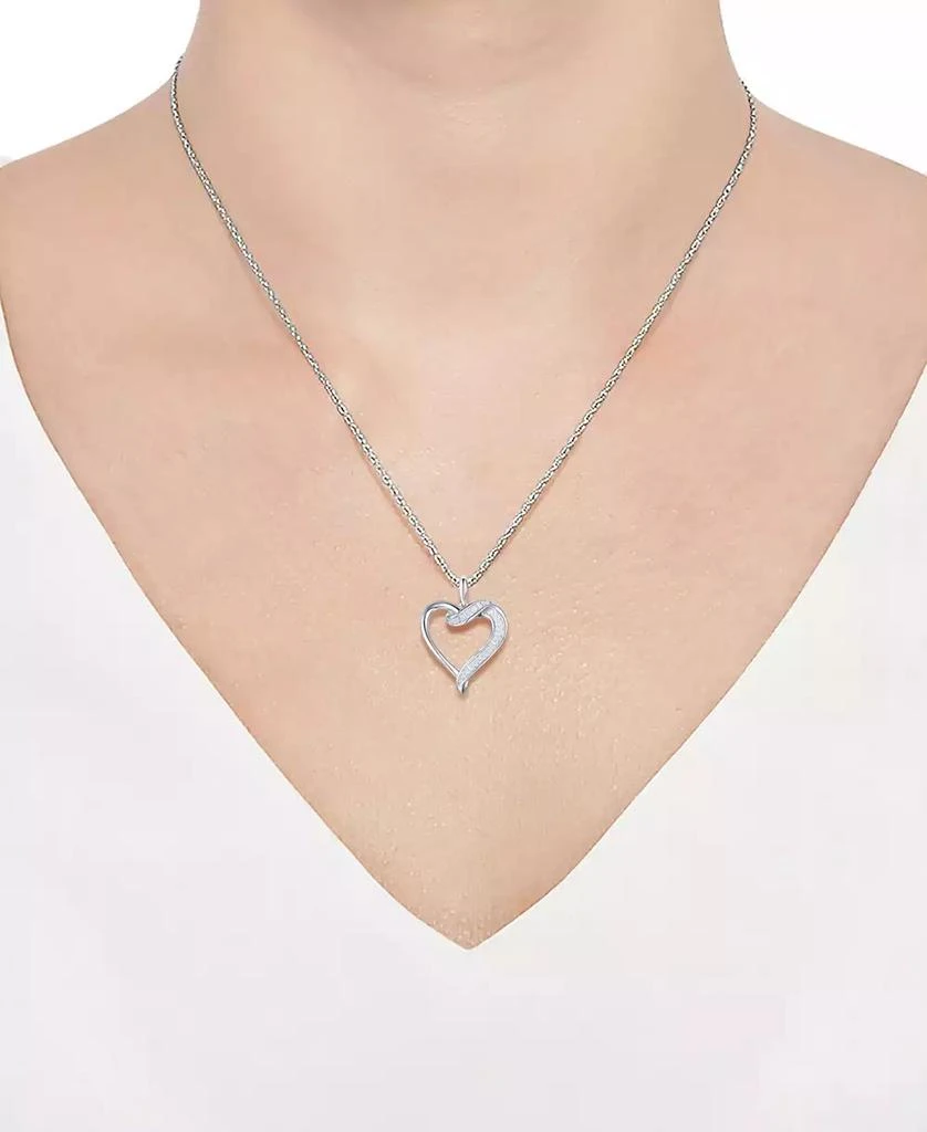 商品Macy's|Diamond Baguette Swirl Heart 18" Pendant Necklace (1/4 ct. t.w.) in Sterling Silver,价格¥1122,第2张图片详细描述