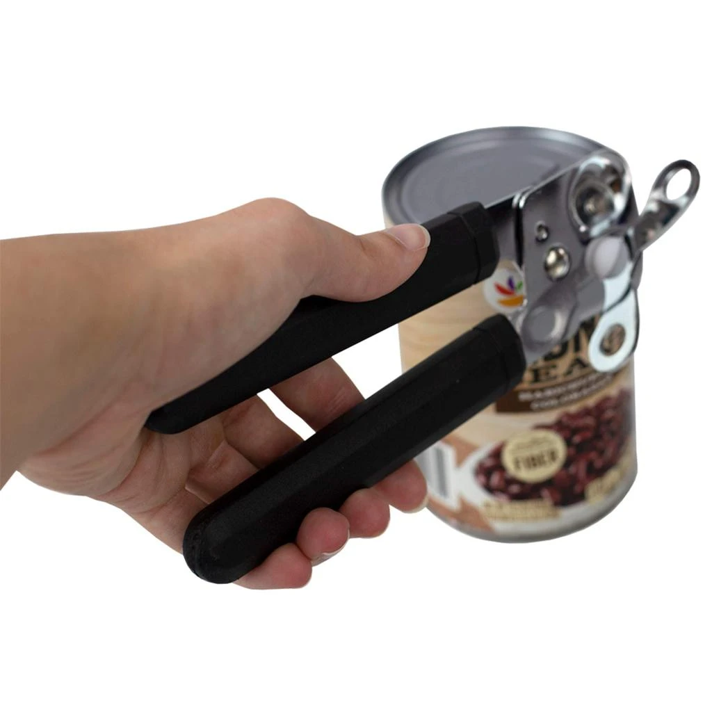 商品Home Basics|Home Basics Stainless Steel Manual Handheld Can Opener with Long Smooth Grip Rubber Handles, Black,价格¥103,第4张图片详细描述