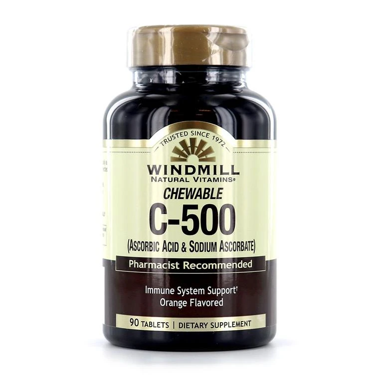 商品Windmill Vitamins|Windmill Natural Vitamins Chewable C-500 mg Orange Flavored Tablets, 90 Ea,价格¥50,第1张图片