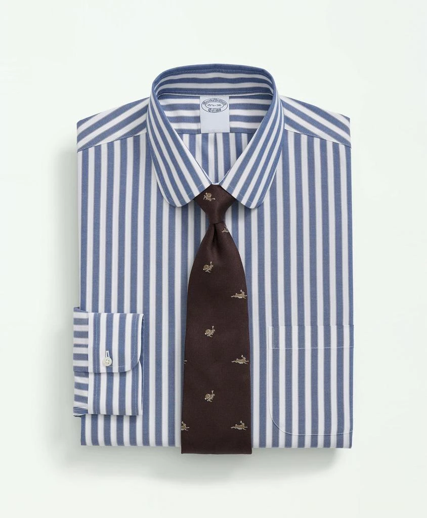 商品Brooks Brothers|Stretch Supima® Cotton Non-Iron Pinpoint Club Collar, Striped Dress Shirt,价格¥452,第1张图片