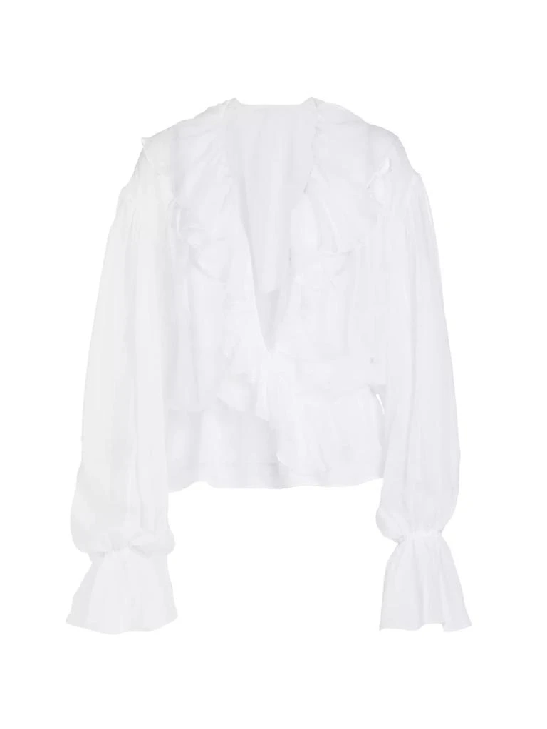 商品Dolce & Gabbana|Sheer Surplice Chiffon Silk Blouse,价格¥9648,第1张图片