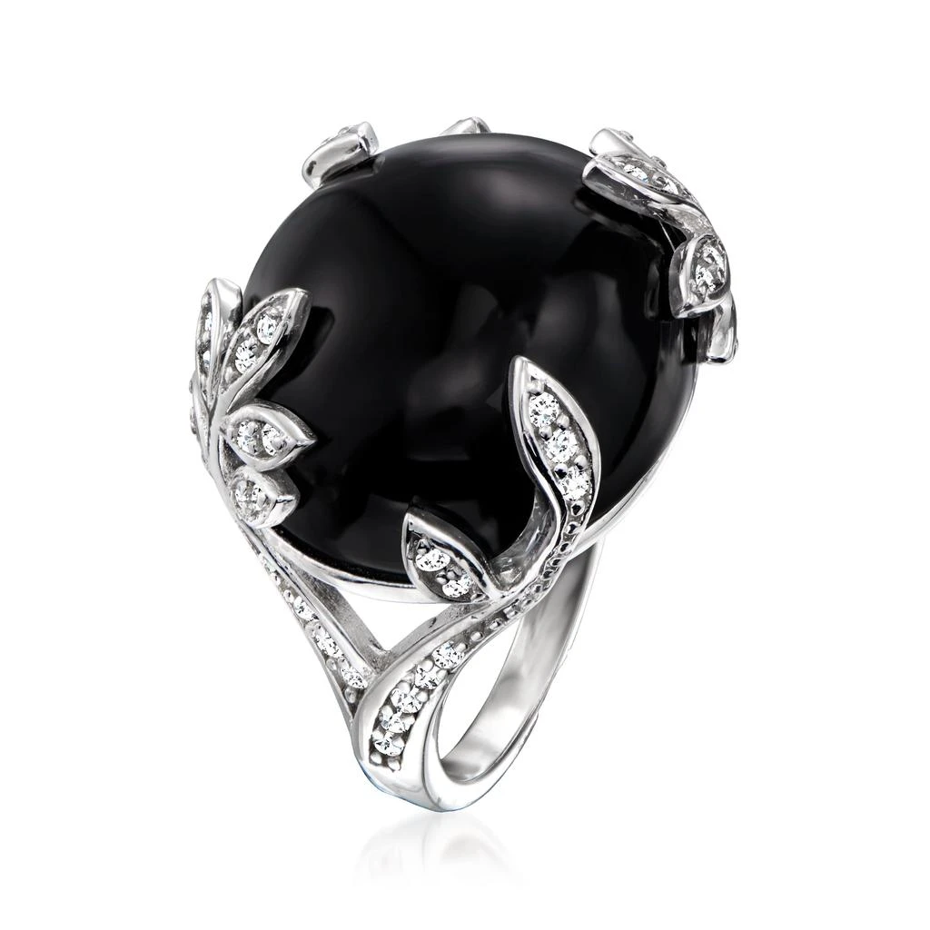 商品Ross-Simons|Onyx Leaf Ring With . White Topaz in Sterling Silver,价格¥788,第3张图片详细描述