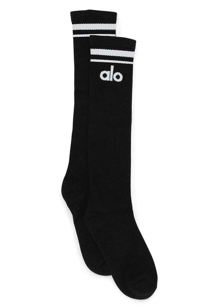 商品Alo|Women's Knee-High Throwback Sock - Black/White,价格¥211,第1张图片