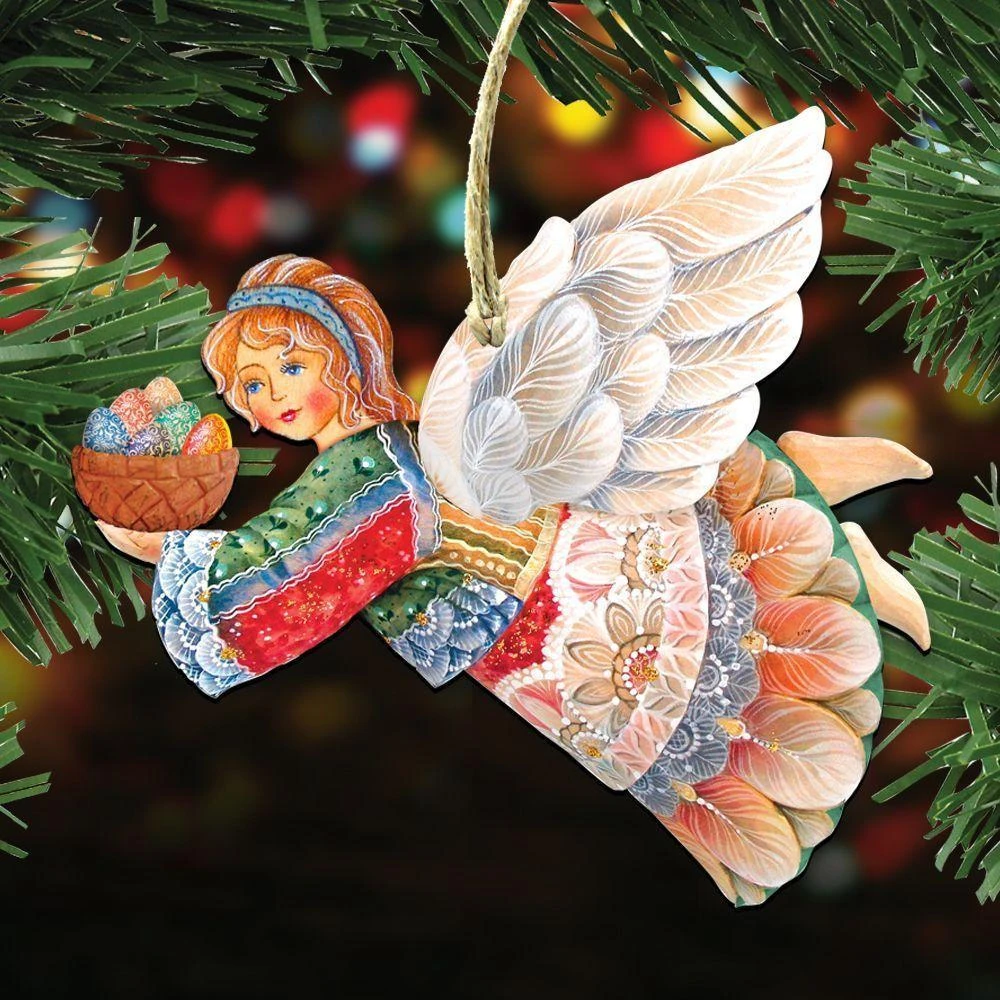商品Designocracy|Designocracy Flying Easter Angel Wood Ornament Set of 2,价格¥204,第1张图片