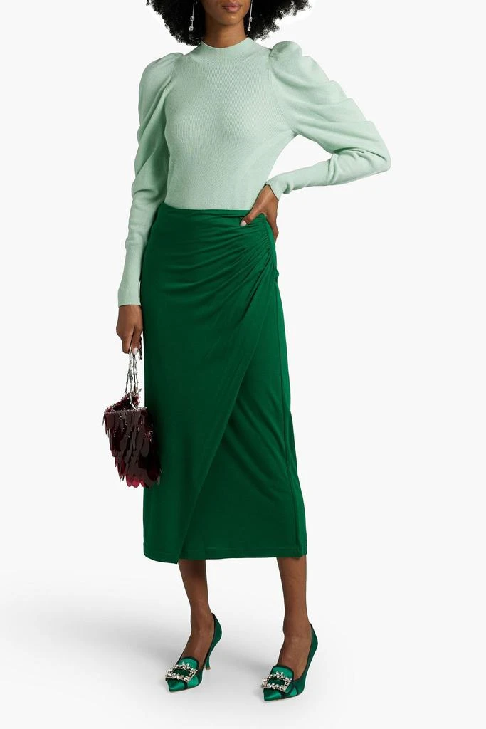 商品HALSTON|Isabella wrap-effect modal and silk-blend jersey midi skirt,价格¥612,第2张图片详细描述