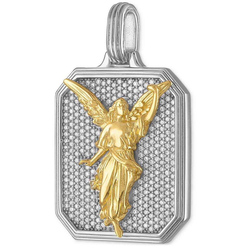 商品Esquire Men's Jewelry|Cubic Zirconia Angel Amulet Pendant in Sterling Silver and 14k Gold-Plated Silver, Created for Macy's,价格¥2576,第4张图片详细描述