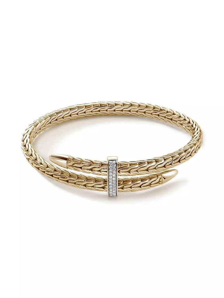 商品John Hardy|Spear 14K Gold & Diamond Pavé Flex Cuff Bracelet,价格¥57323,第1张图片