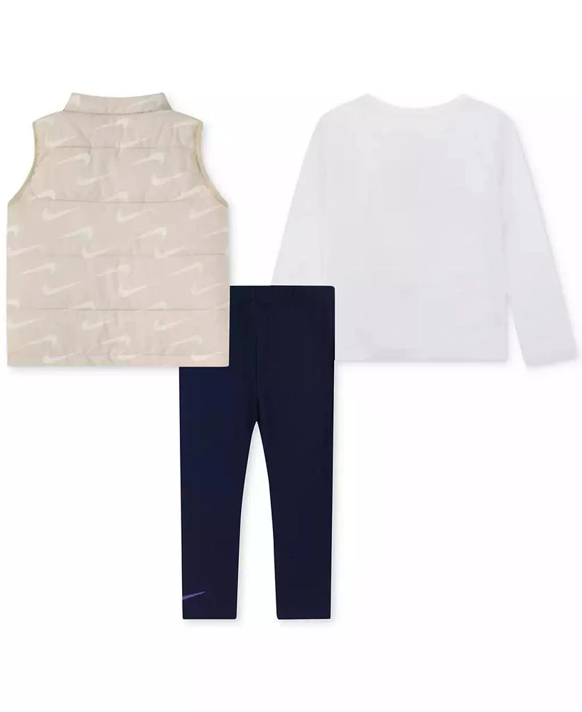 商品NIKE|Toddler Girls New Impressions Vest, Logo T-Shirt & Ribbed Leggings, 3 Piece Set,价格¥269,第2张图片详细描述