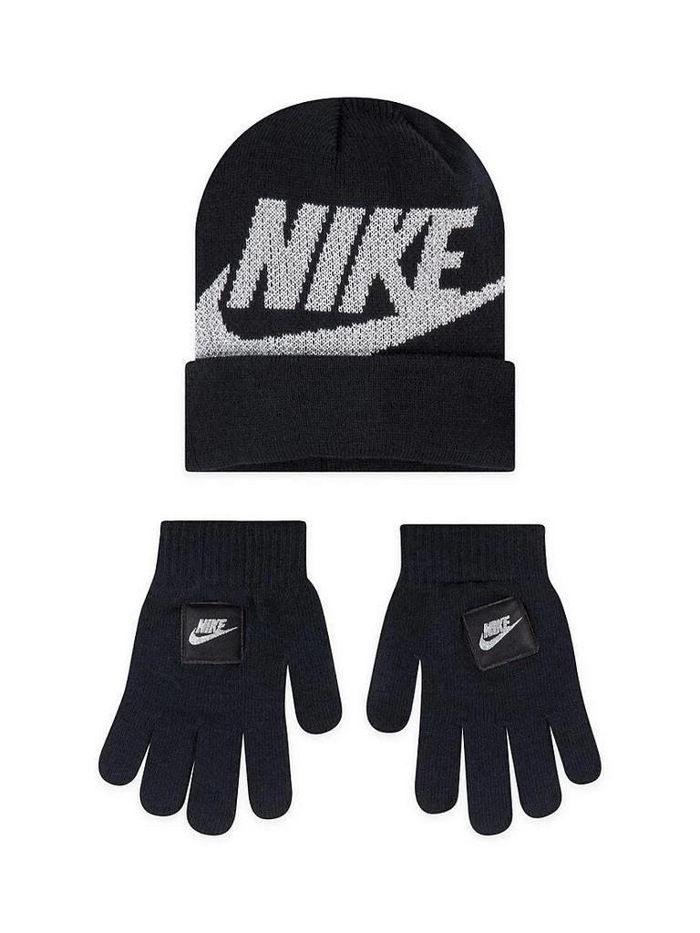 商品NIKE|Little Kid's Logo Futura Beanie & Gloves Set,价格¥181,第1张图片