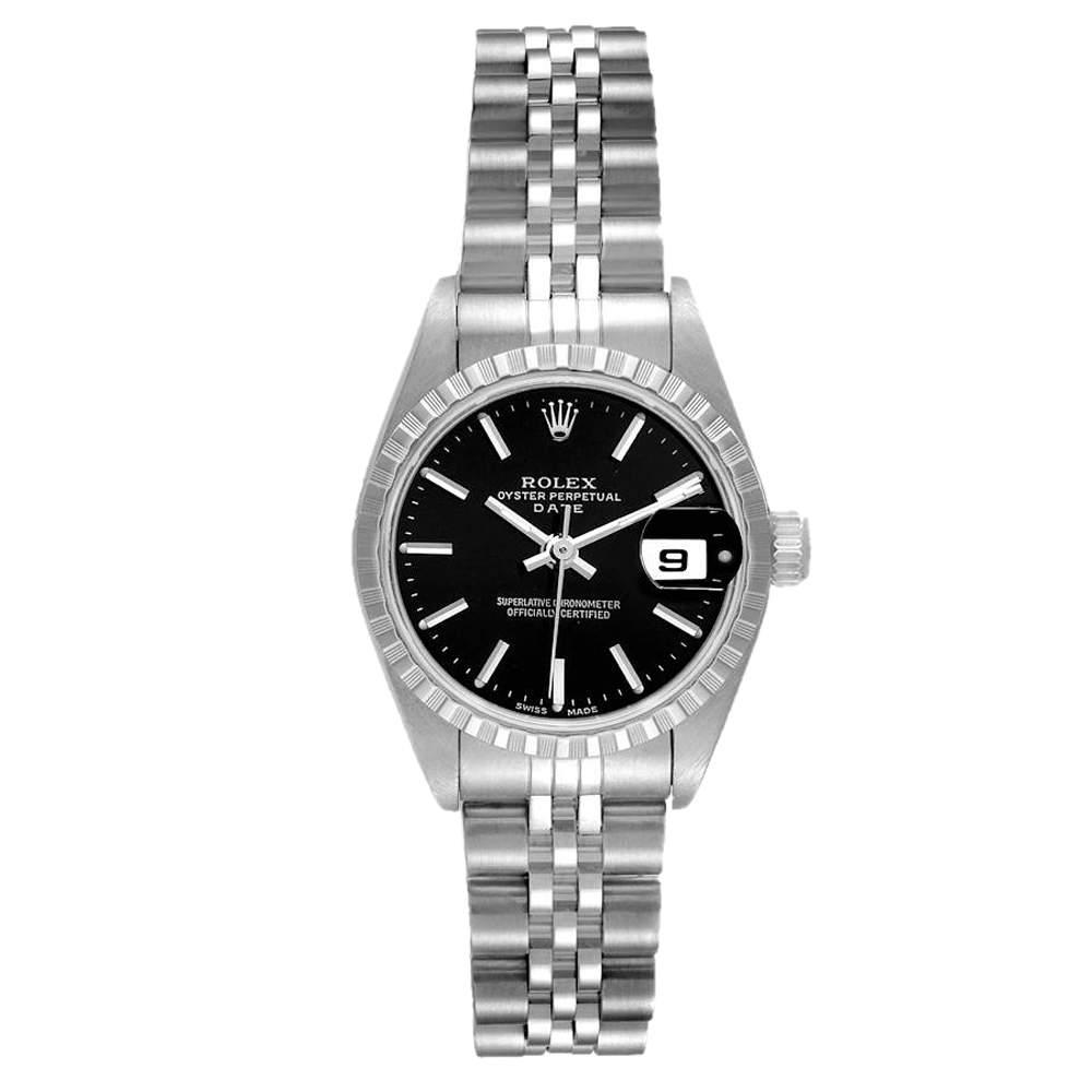 Rolex Black Stainless Steel Date 79240 Women's Wristwatch 26MM商品第1张图片规格展示