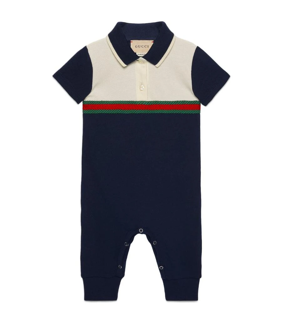商品Gucci|Cotton Striped Playsuit (0-18 Months),价格¥2087,第1张图片