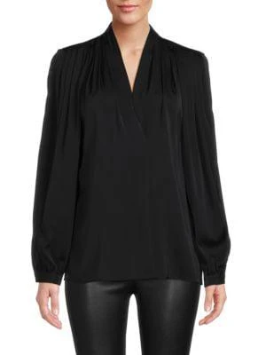 商品Tahari|Pleated Silk Blend Blouse,价格¥439,第1张图片