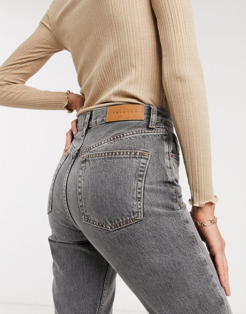 Topshop Editor straight leg jeans in grey商品第3张图片规格展示