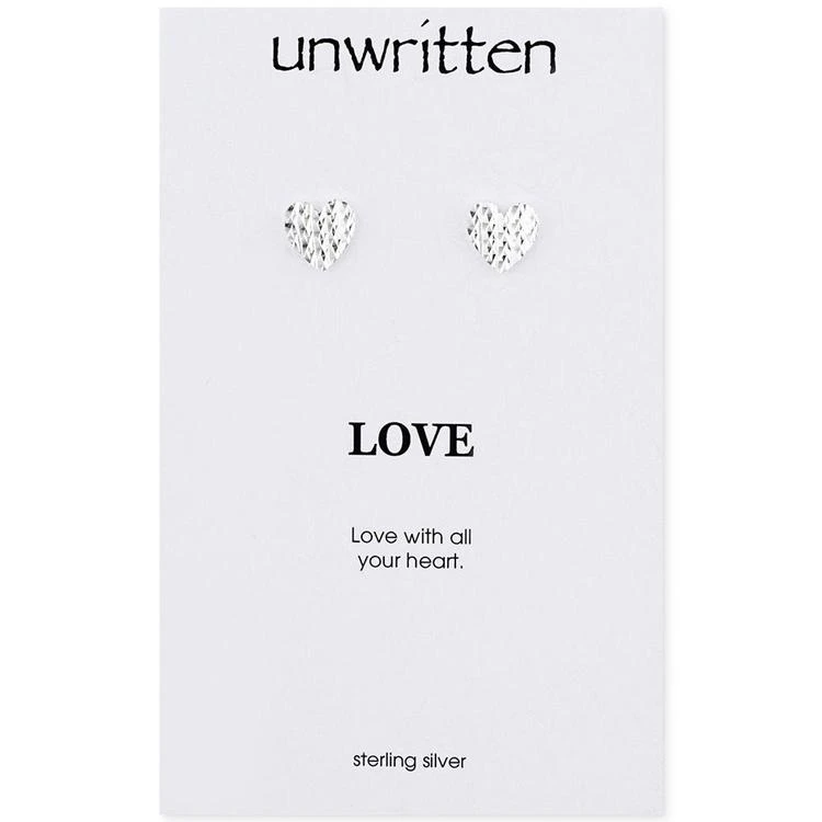 商品Unwritten|Textured Heart Stud Earrings in Sterling Silver,价格¥113,第1张图片