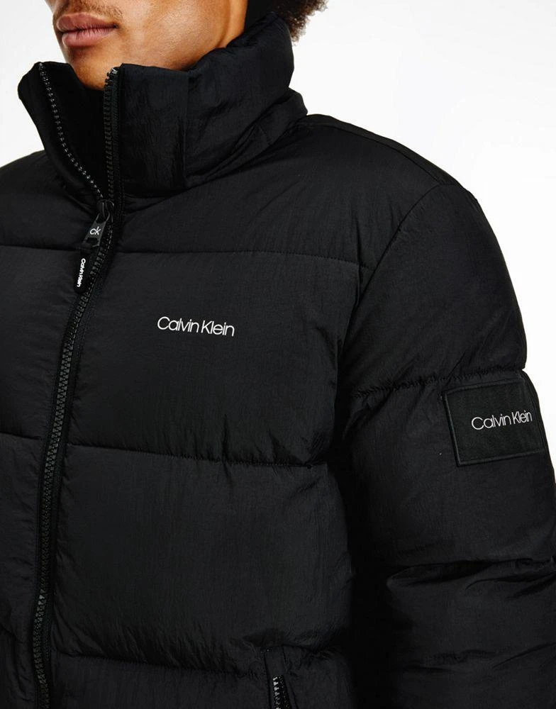 商品Calvin Klein|Calvin Klein crinkle nylon detatchable hood puffer acket in black,价格¥2020,第2张图片详细描述
