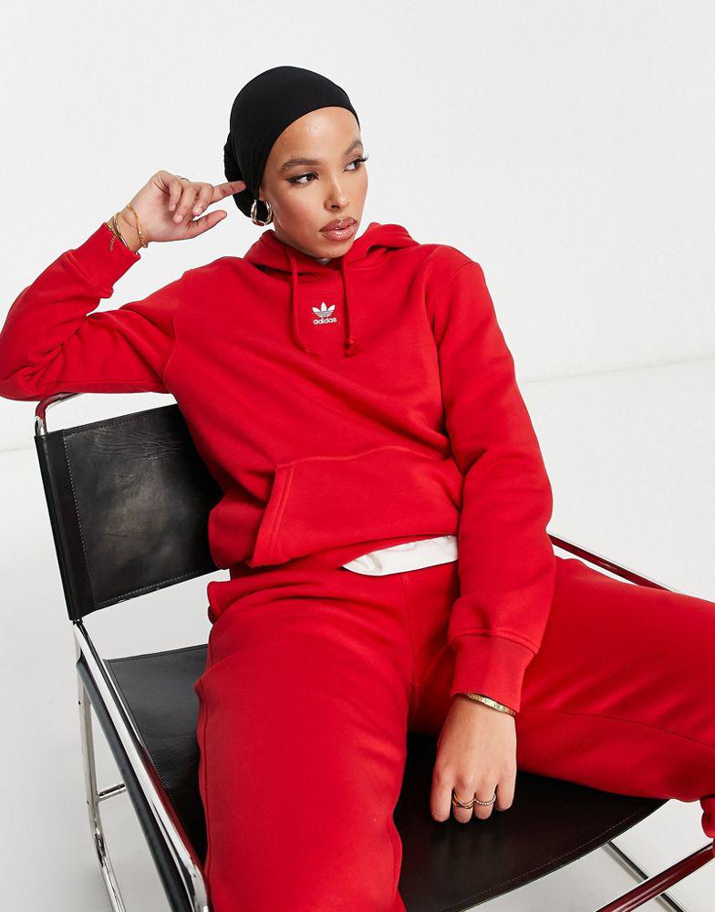 adidas Originals trefoil essentials hoodie in red商品第1张图片规格展示