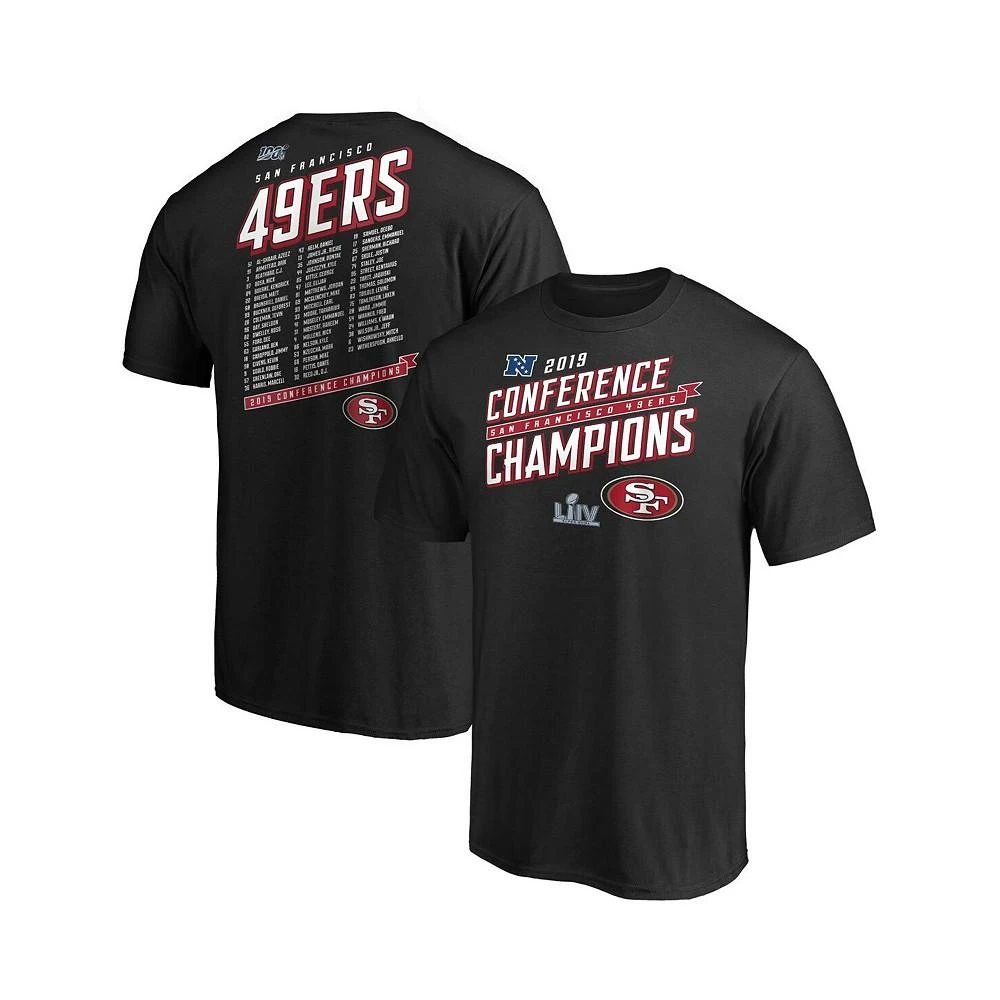 商品NFL Pro Line by Fanatics Branded|Men's NFL Pro Line by Fanatics Black San Francisco 49ers Super Bowl LIV Bound Extra Point Roster T-shirt,价格¥245,第1张图片