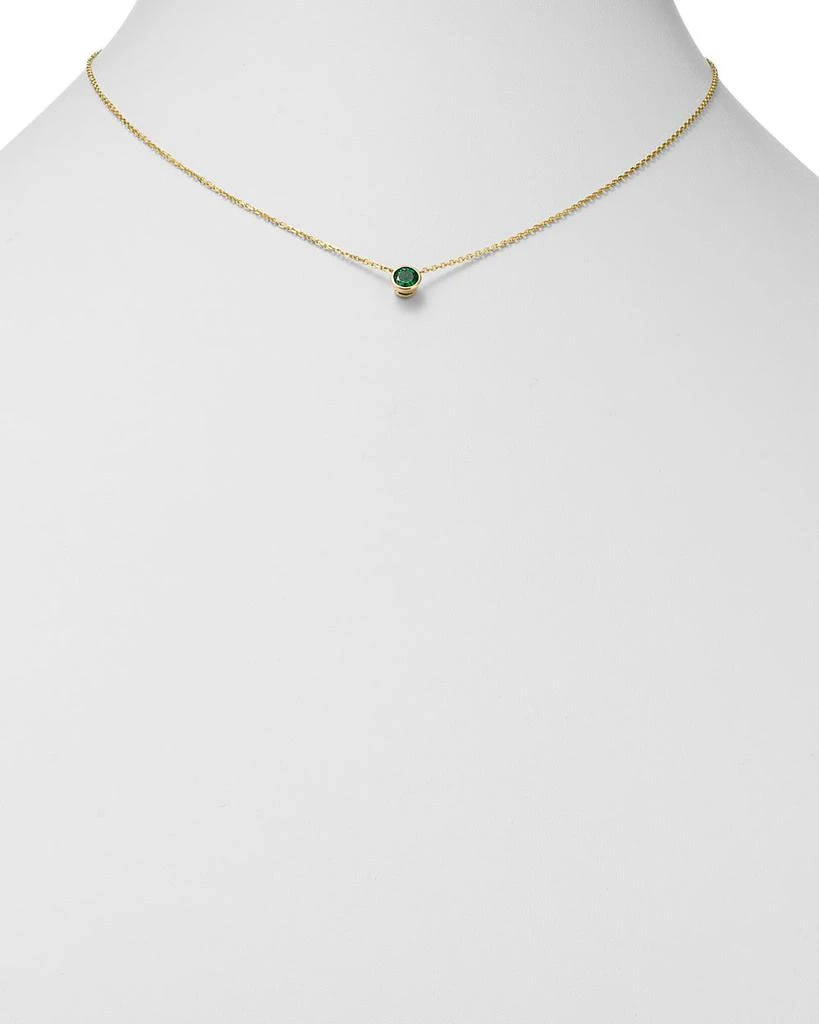 Emerald Bezel Pendant Necklace in 14K Yellow Gold, 16" - Exclusive 商品