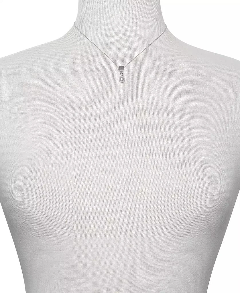 商品Belle de Mer|2-Pc. Set Cultured Freshwater Pearl (6mm) Brushed Finish Pendant Necklace & Matching Drop Earrings in Sterling Silver, Created for Macy's,价格¥2229,第3张图片详细描述