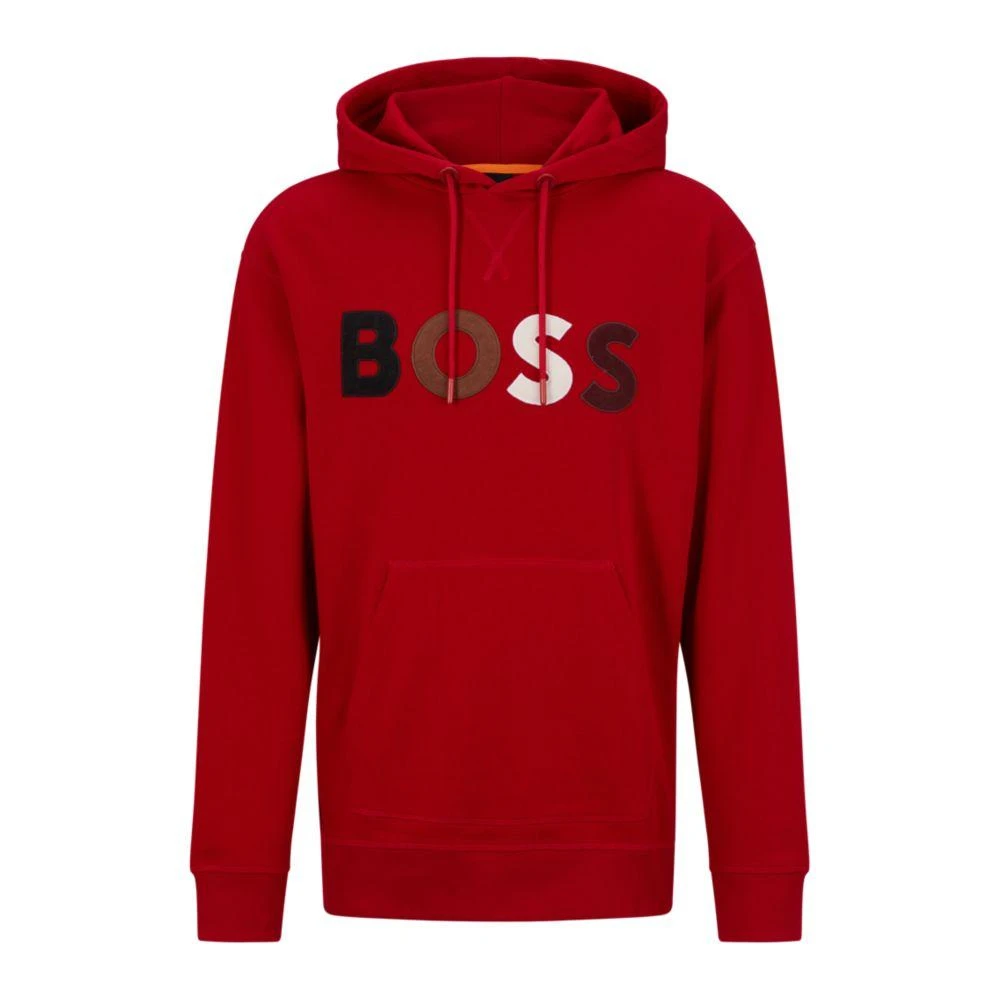 商品Hugo Boss|Cotton-terry relaxed-fit hoodie with fleece logo,价格¥842,第1张图片