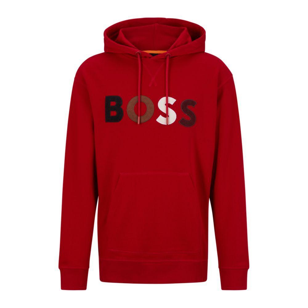 商品Hugo Boss|Cotton-terry relaxed-fit hoodie with fleece logo,价格¥754,第1张图片