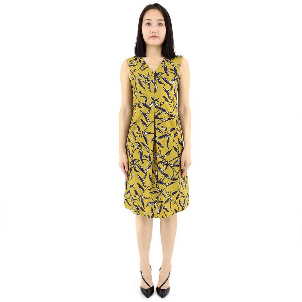 商品Max Mara|Ladies Yellow  Cotton Poplin Pepsi Floral Print Dress,价格¥1589,第1张图片