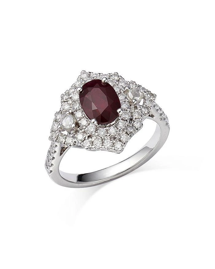 商品Bloomingdale's|Ruby & Diamond Double Halo Ring in 14K White Gold - 100% Exclusive,价格¥20089,第1张图片