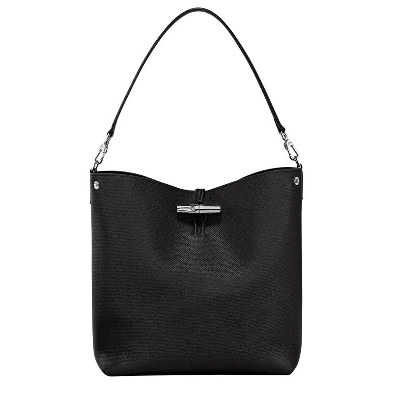 商品Longchamp|珑骧 Le Roseau系列中号女士黑色皮革手提包 10281HFP266（两色可选）,价格¥5810,第1张图片