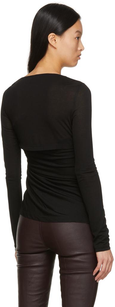 Black Asymmetrical Long Sleeve T-Shirt商品第3张图片规格展示