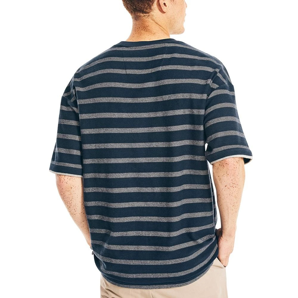 商品Nautica|Men's Loose-Fit Oversized Crew Neck Stripe Pocket T-Shirt,价格¥120,第2张图片详细描述