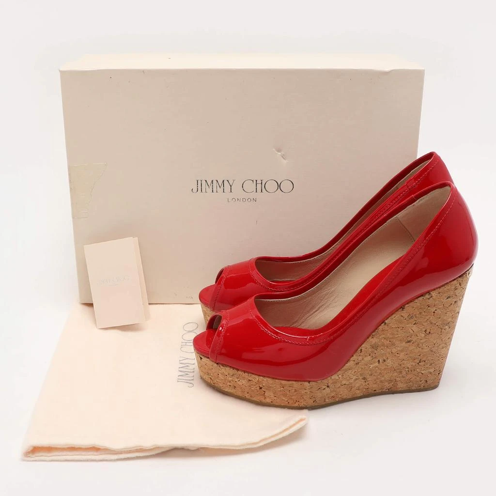 Jimmy Choo Red Patent Leather Papina Wedge Pumps Size 37 商品